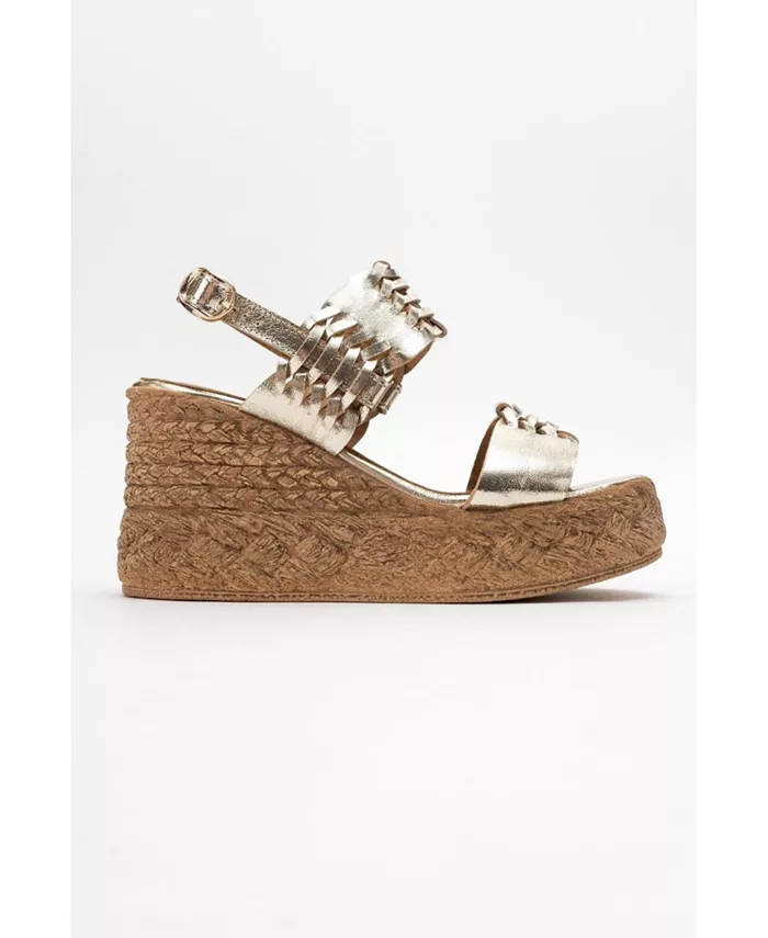 Олиен кожаные платформенные эспадрильи (женские) Forever & Always Shoes, золото — фото 3