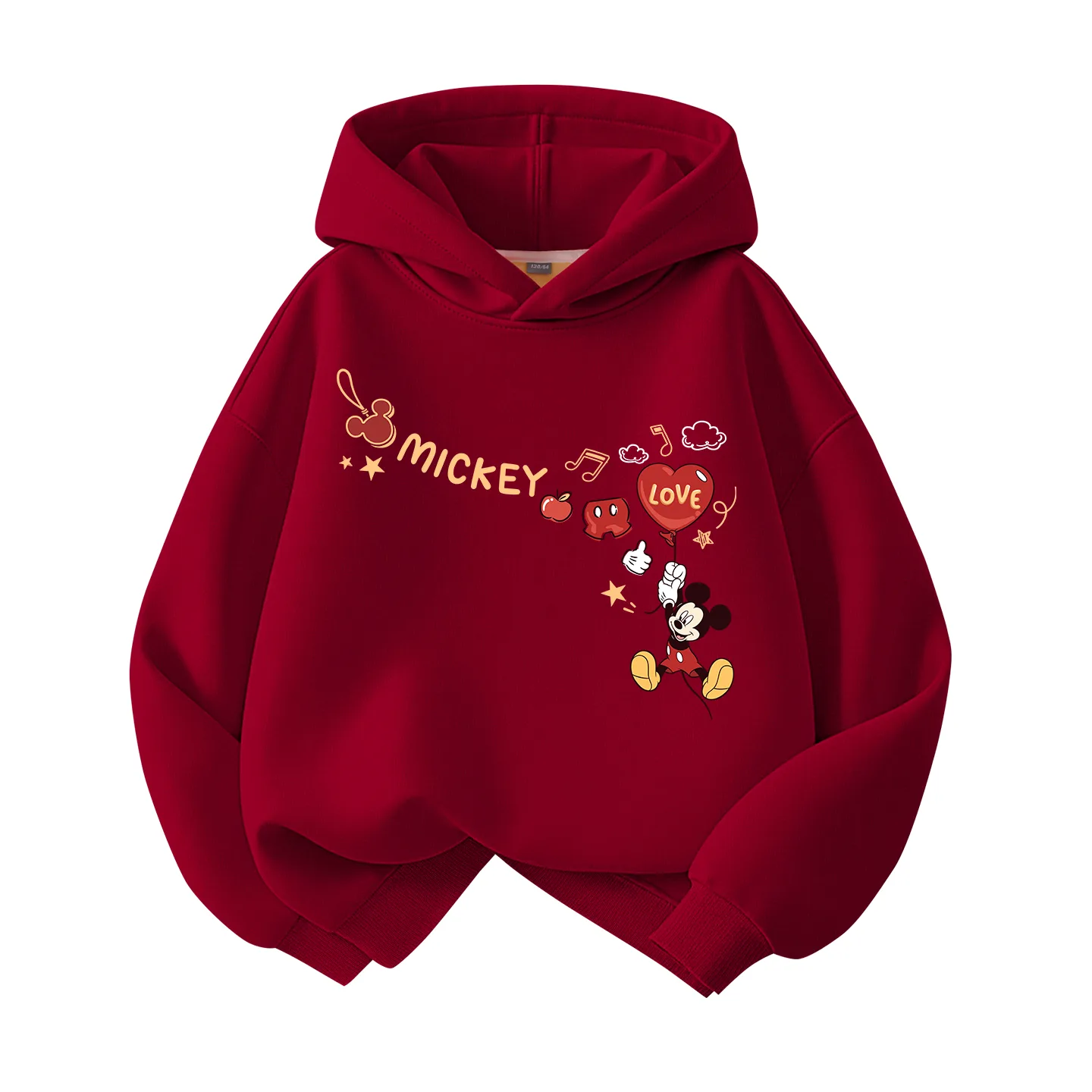 Детский худи с капюшоном, утепленный и с флисовой подкладкой Disney, [Thickened and Fleece-Lined]Di New Year Qi Right Upper Burgundy