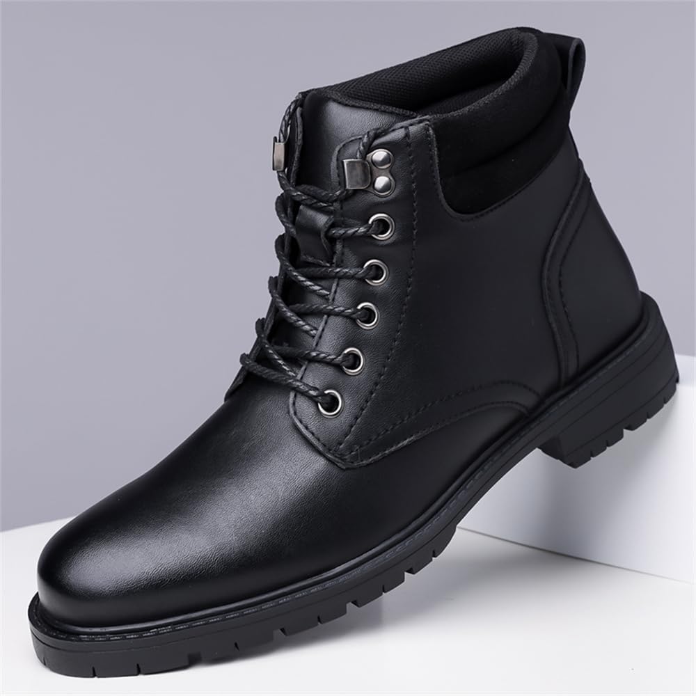 Мужские оксфорды из кожи - стильные повседневные ботинки с шнуровкой и средней посадкой, челси-чукка, рабочая обувь для мужчин Abborora, черный — фото 2