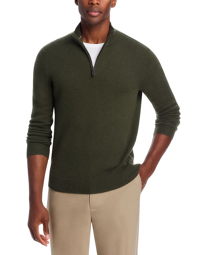 

Кашемировый свитер с полумолнией The Men's Store at Bloomingdale's, зеленый