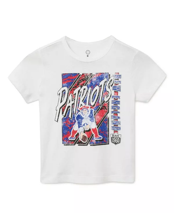 

Футболка унисекс с символикой команды «Нью-Ингленд Патриотс» НФЛ - для малышей и взрослых. Junk Food Clothing, белый
