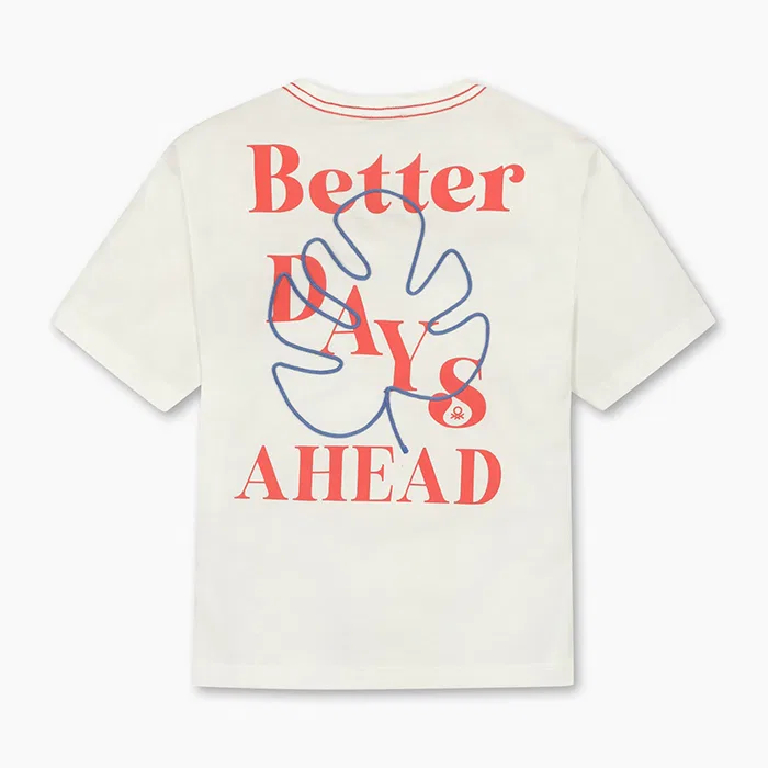 Детская футболка Summer Graphic белая от Benetton Kids — фото 2