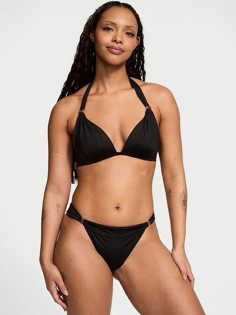 Основной топ от бикини Harlow с завязками на шее и эффектом пуш-ап Victoria'S Secret Swim, Pure Black