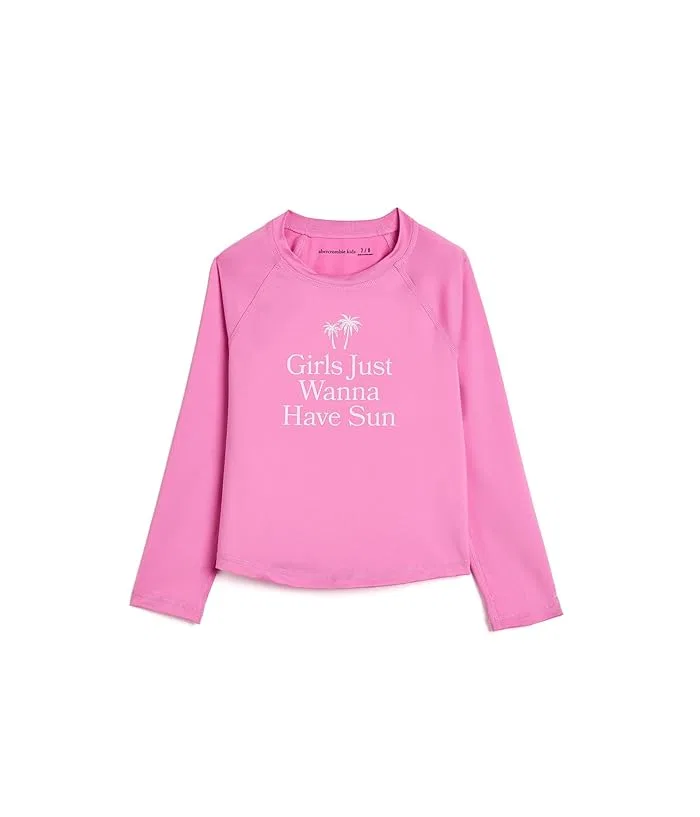 Рашгард с принтом длинный рукав Graphic Long Sleeve Rashguard abercrombie kids, Jet Stream