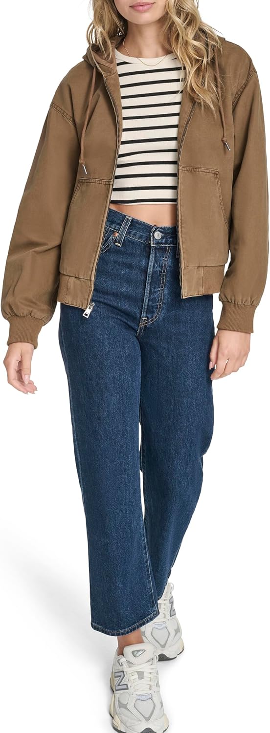Женская куртка-бомбер Levi's Workwear Hoody Bomber (стандартные и большие размеры), Worker Brown (Unfilled) — фото 2
