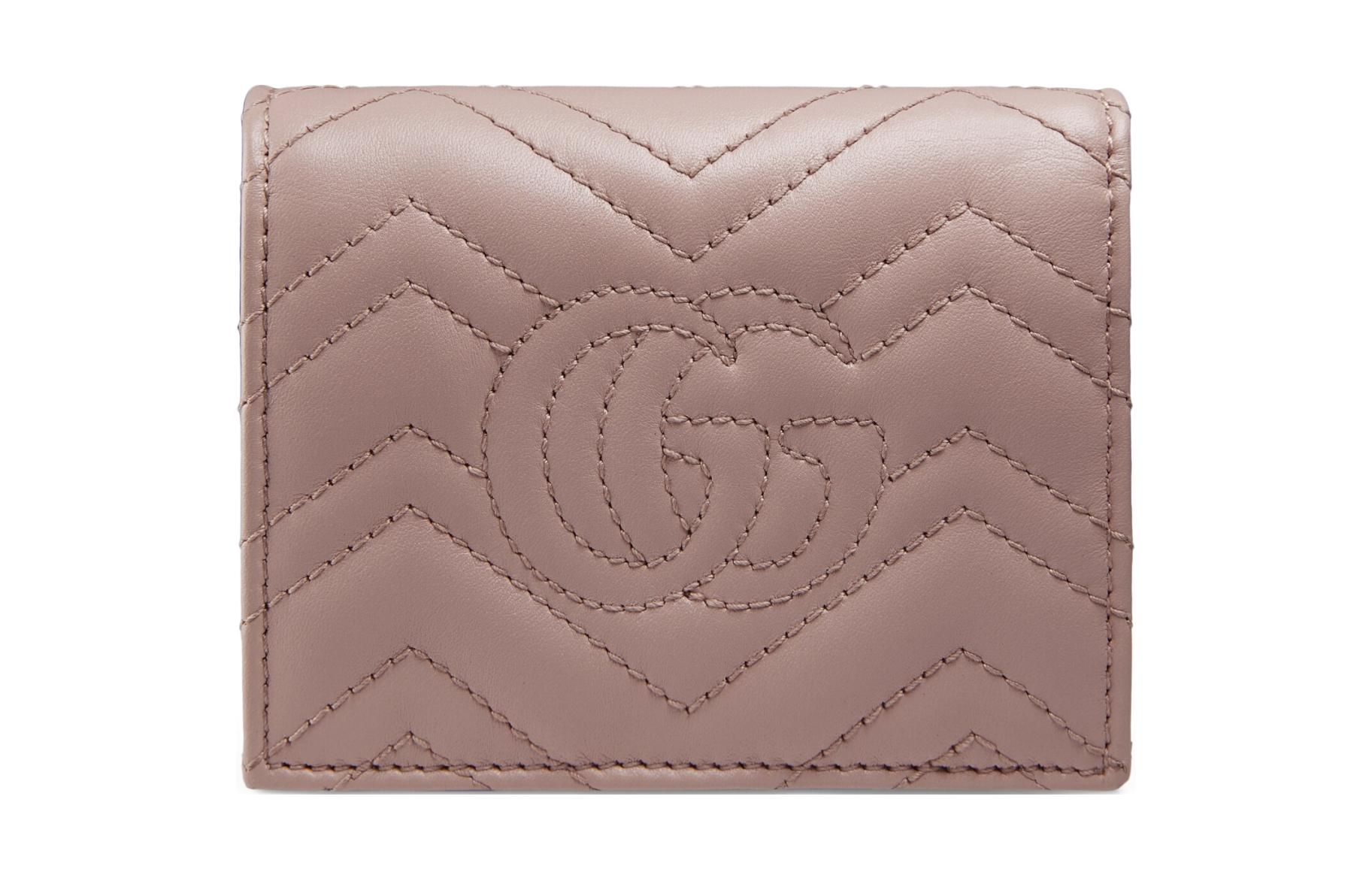 Кошелек для карт GG Marmont из кожи для женщин nude GUCCI — фото 2