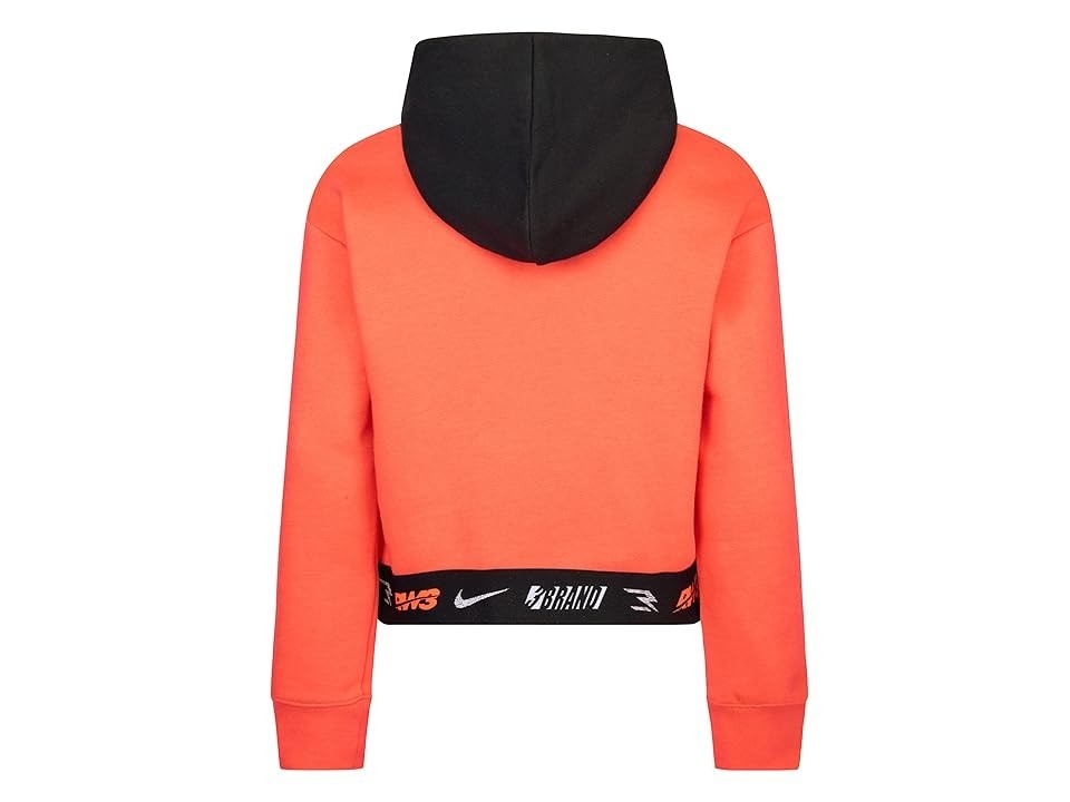 Укороченная толстовка Nike 3BRAND для девочек, розовая, хлопковая, с карманом-кенгуру, GBO242 — фото 3