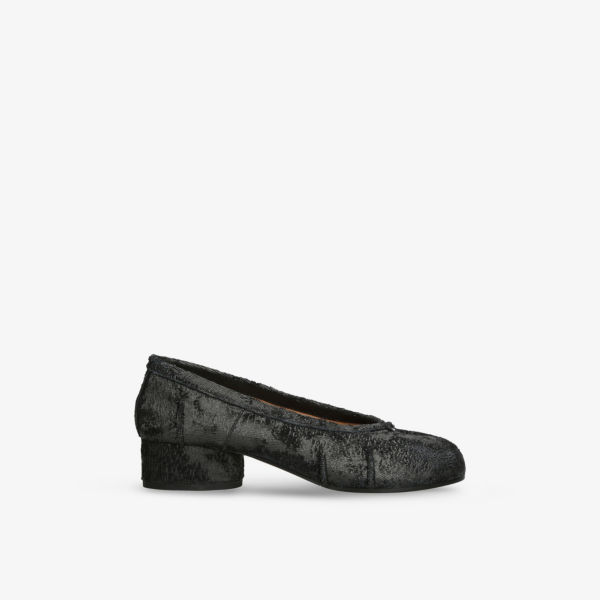 Балетки Maison Margiela Tabi на каблуке из кожи, черный