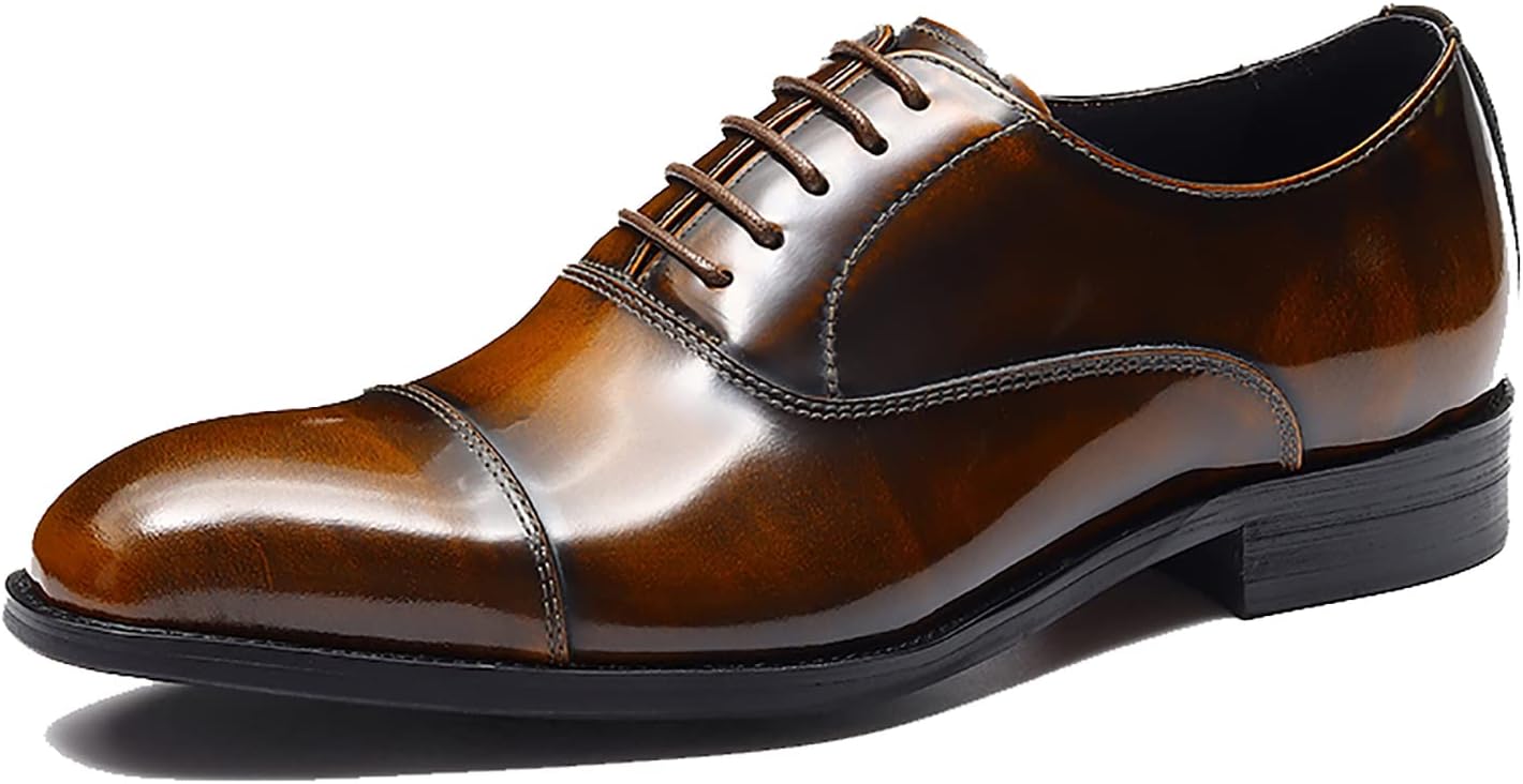 

Мужские оксфорды Формальная обувь из натуральной кожи Дерби Модные туфли для смокинга и повседневной носки Santimon, коричневый