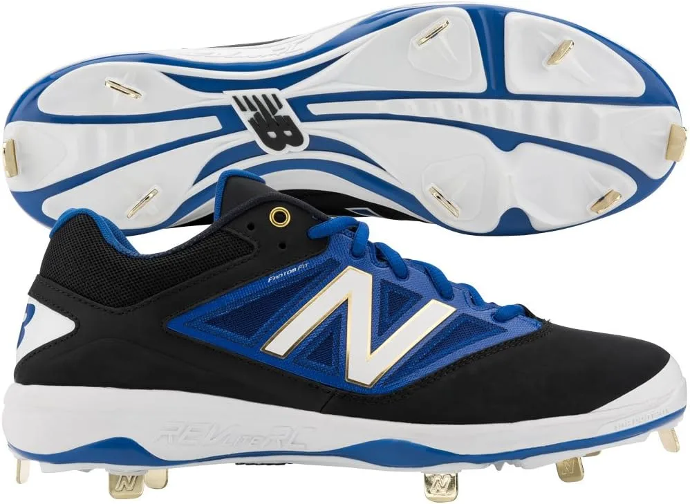 Мужские низкие и средние кроссовки New Balance на шнуровке, бейсбольные, черный/синий — фото 2
