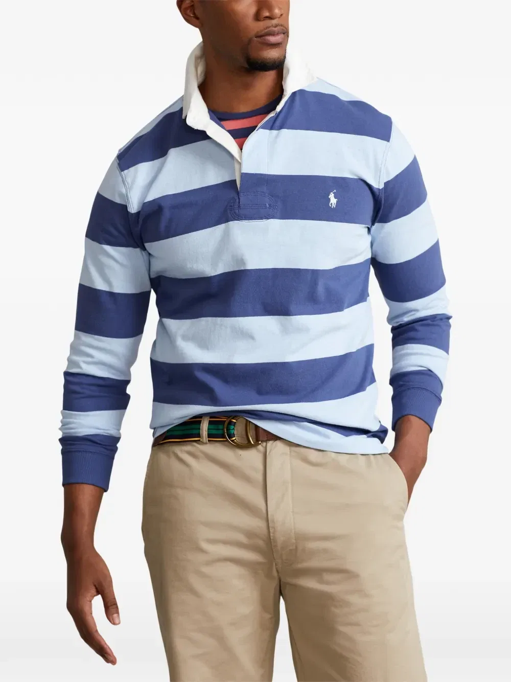 Полосатая рубашка-регби iconic POLO RALPH LAUREN, синий — фото 3