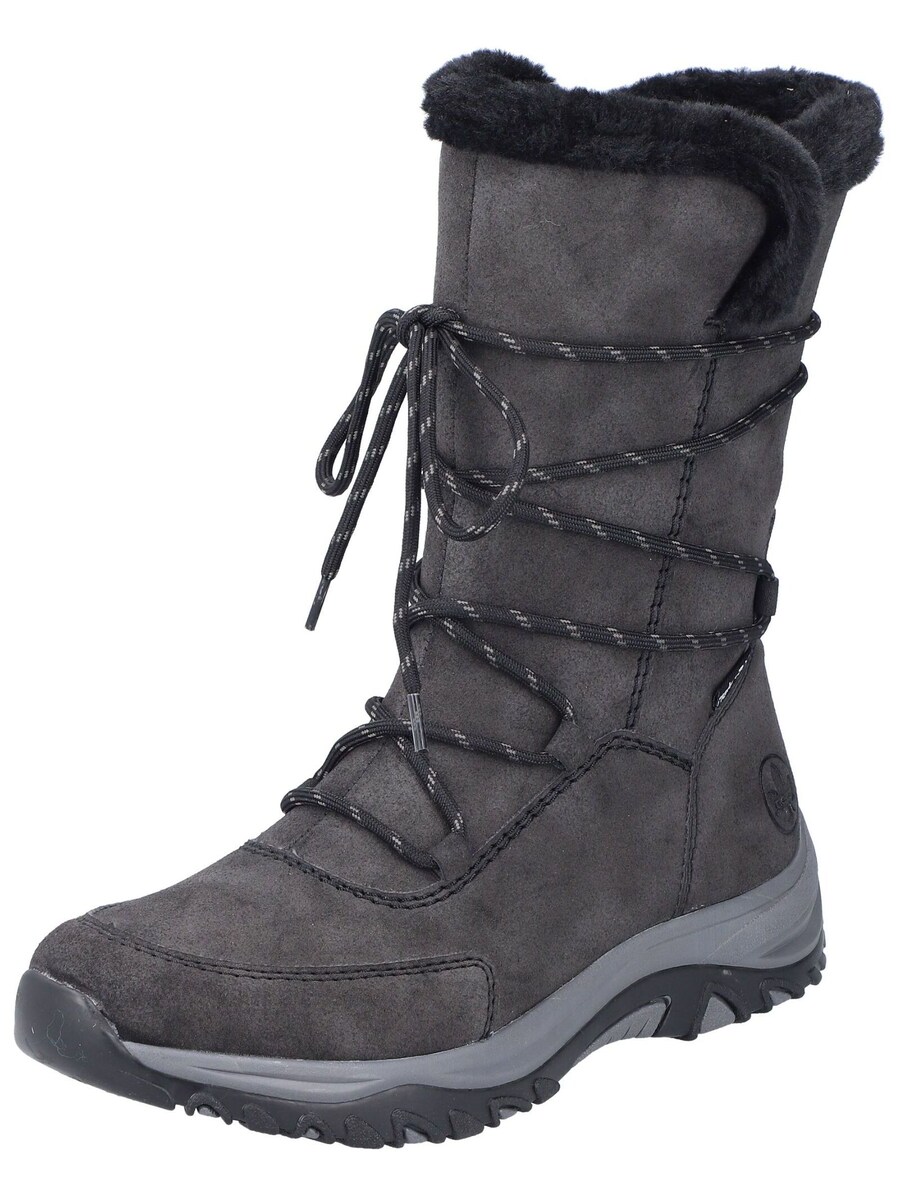 Зимние ботинки женские Rieker Snow Boots высокие с мехом, серый