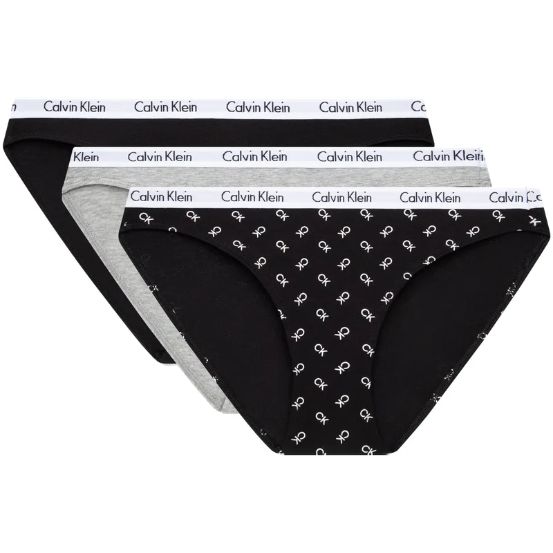Женские трусы 3 шт Calvin Klein, SBH-Space Black/Coconut Gray/Letter All over Print