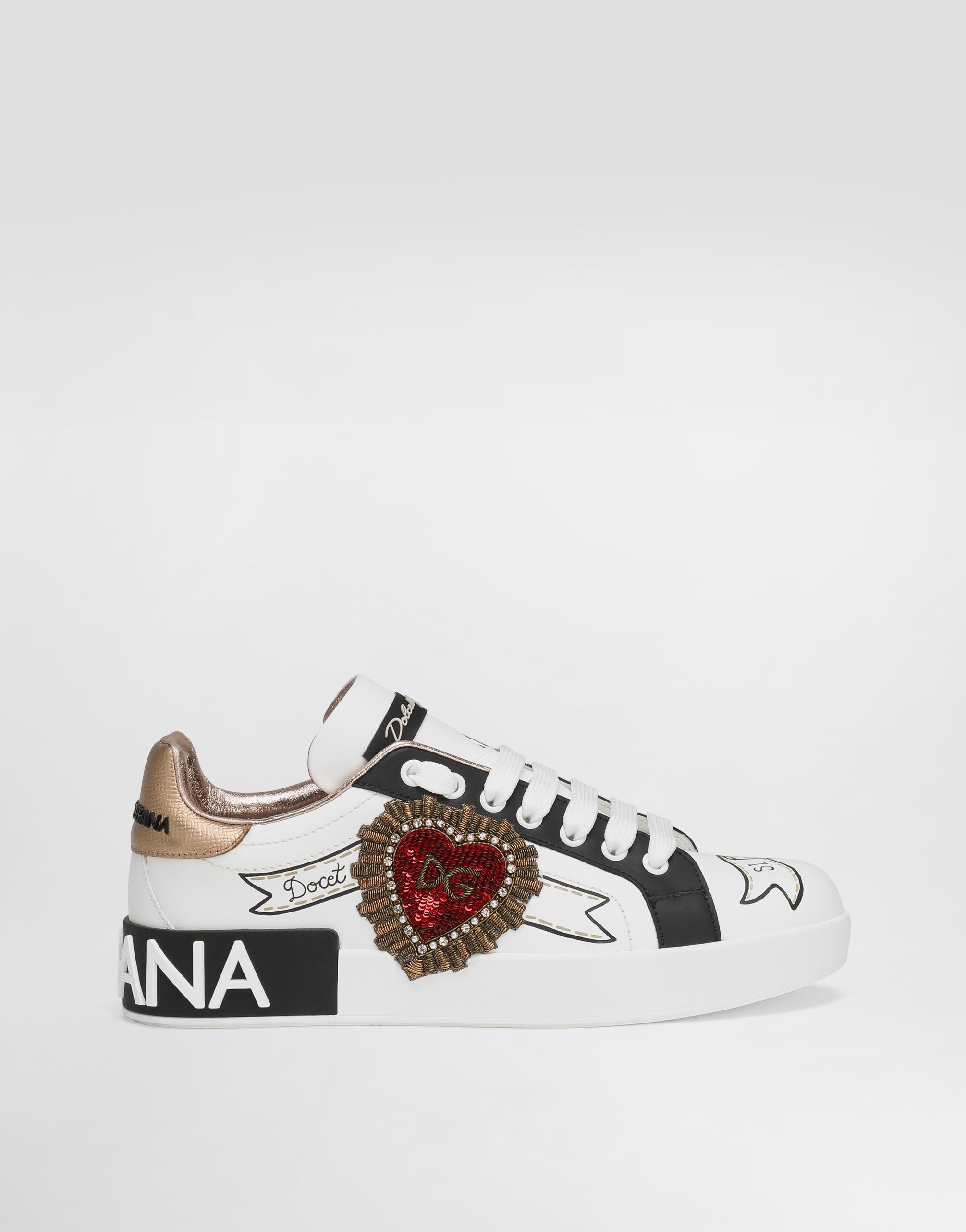 Кожаные кеды portofino с вышивкой Dolce & Gabbana, мультиколор