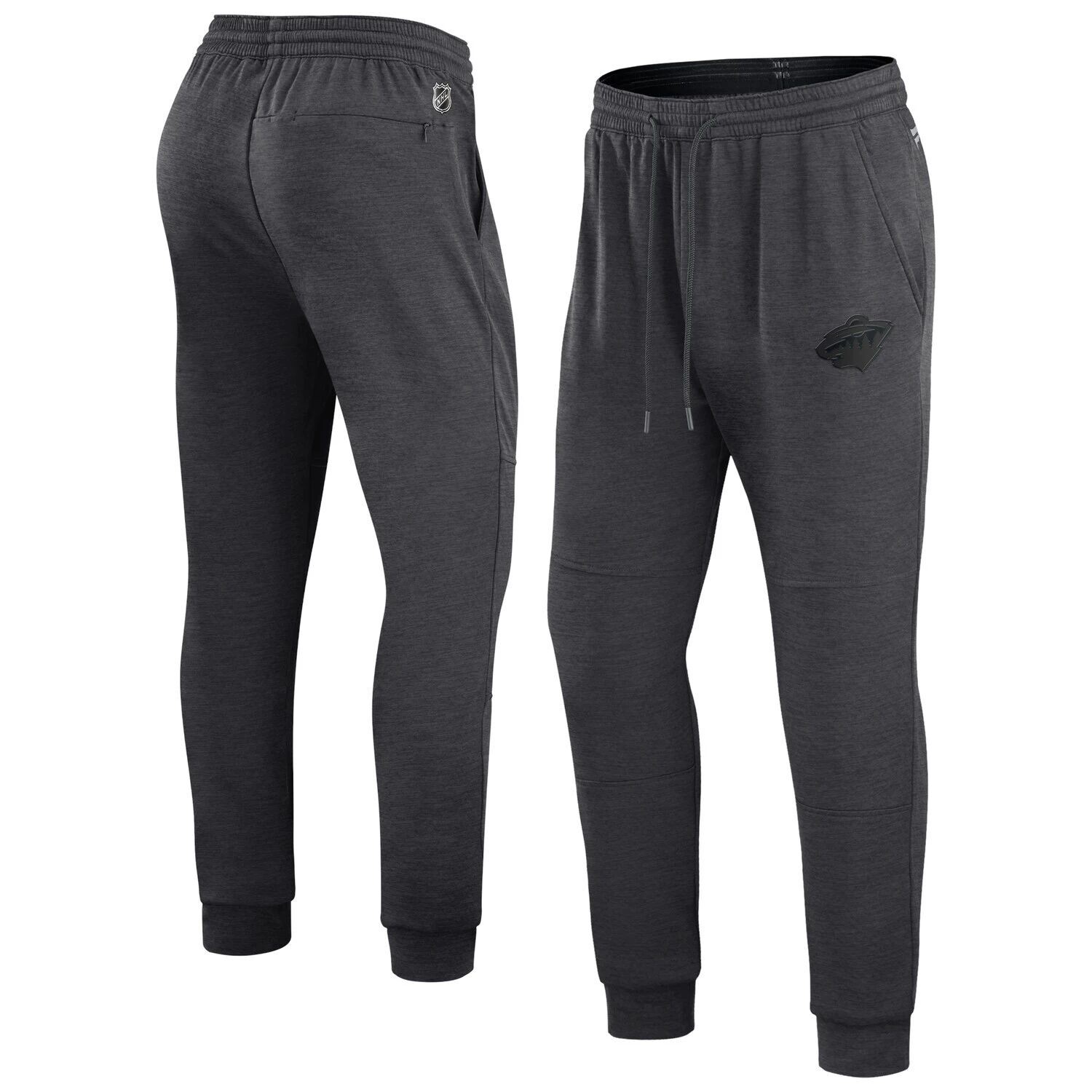 

Мужские фирменные спортивные штаны для бега джоггеров Minnesota Wild Authentic Heather Charcoal Pro Road Fanatics