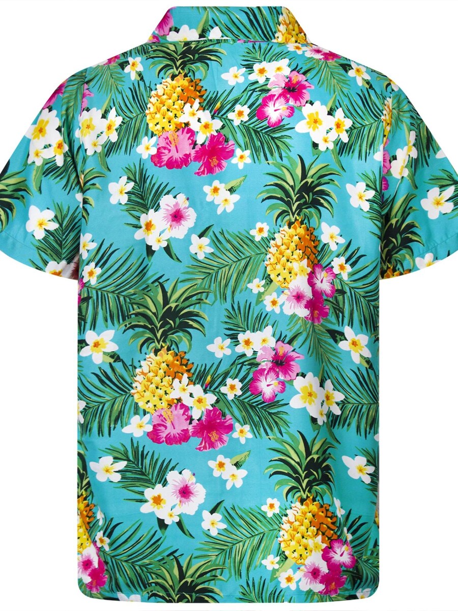 Рубашка на пуговицах классического кроя King Kameha Pineapple Flowers, бирюзовый — фото 2
