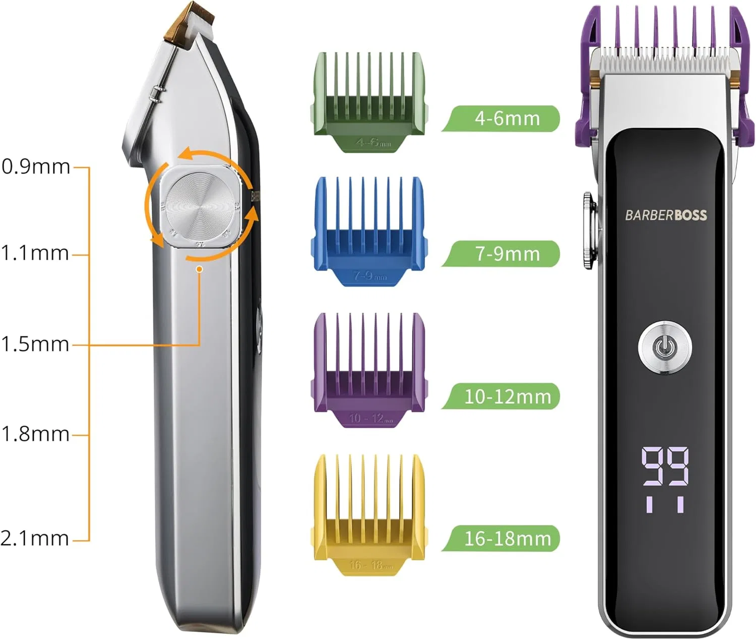 Профессиональный триммер для бороды и волос «QR-2089» от BarberBoss Barberboss — фото 3