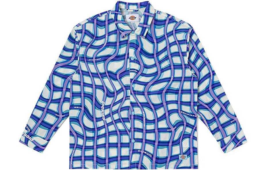 

Рубашка унисекс Dickies, цвет Clear sky blue wavy check