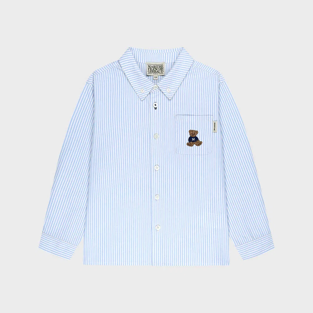 Детская синяя базовая хлопковая рубашка от Marithé Kids — фото 2