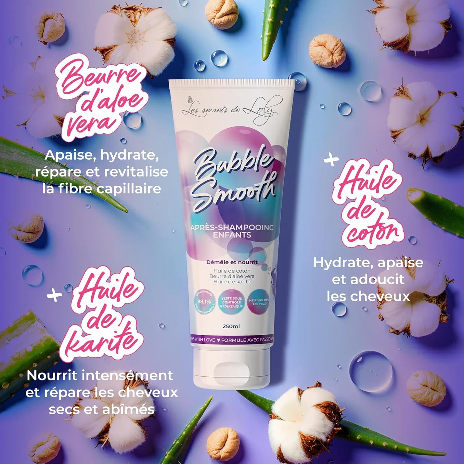 Детский кондиционер «Bubble Smooth Kids» для кудрявых волос от Les Secrets de Loly, 250 мл Les Secrets De Loly — фото 3