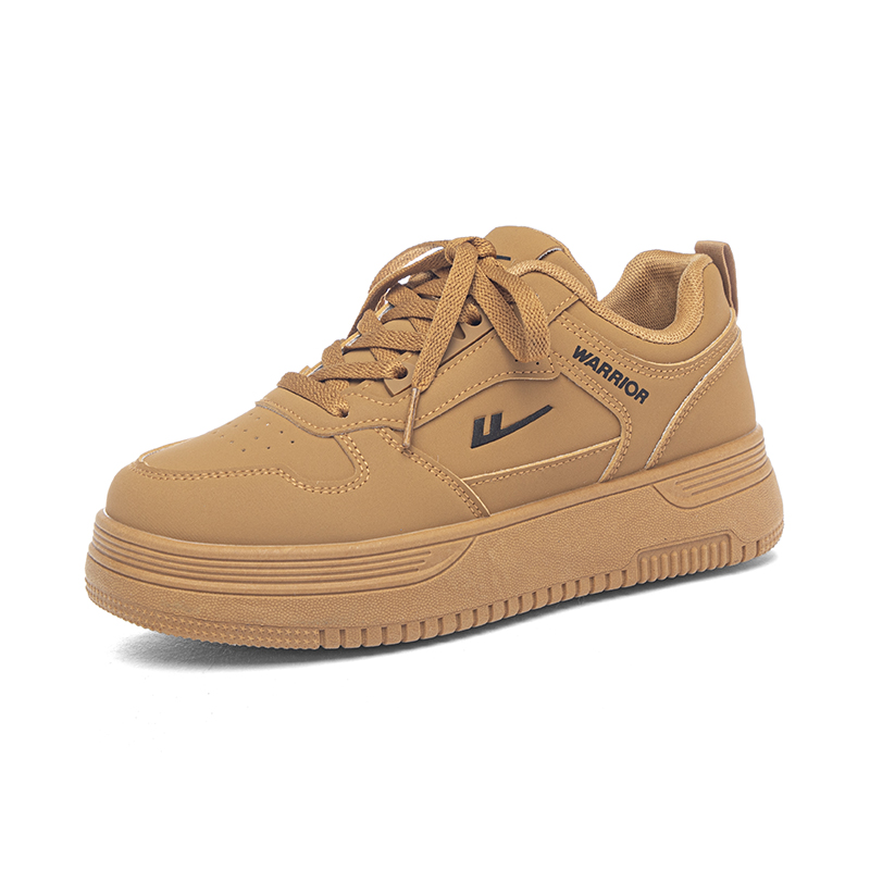 Кроссовки для скейтбординга Unisex Low top с PU искусственной кожей, устойчивые к скольжению и истиранию, увеличивающие рост WARRIOR, barley — фото 3