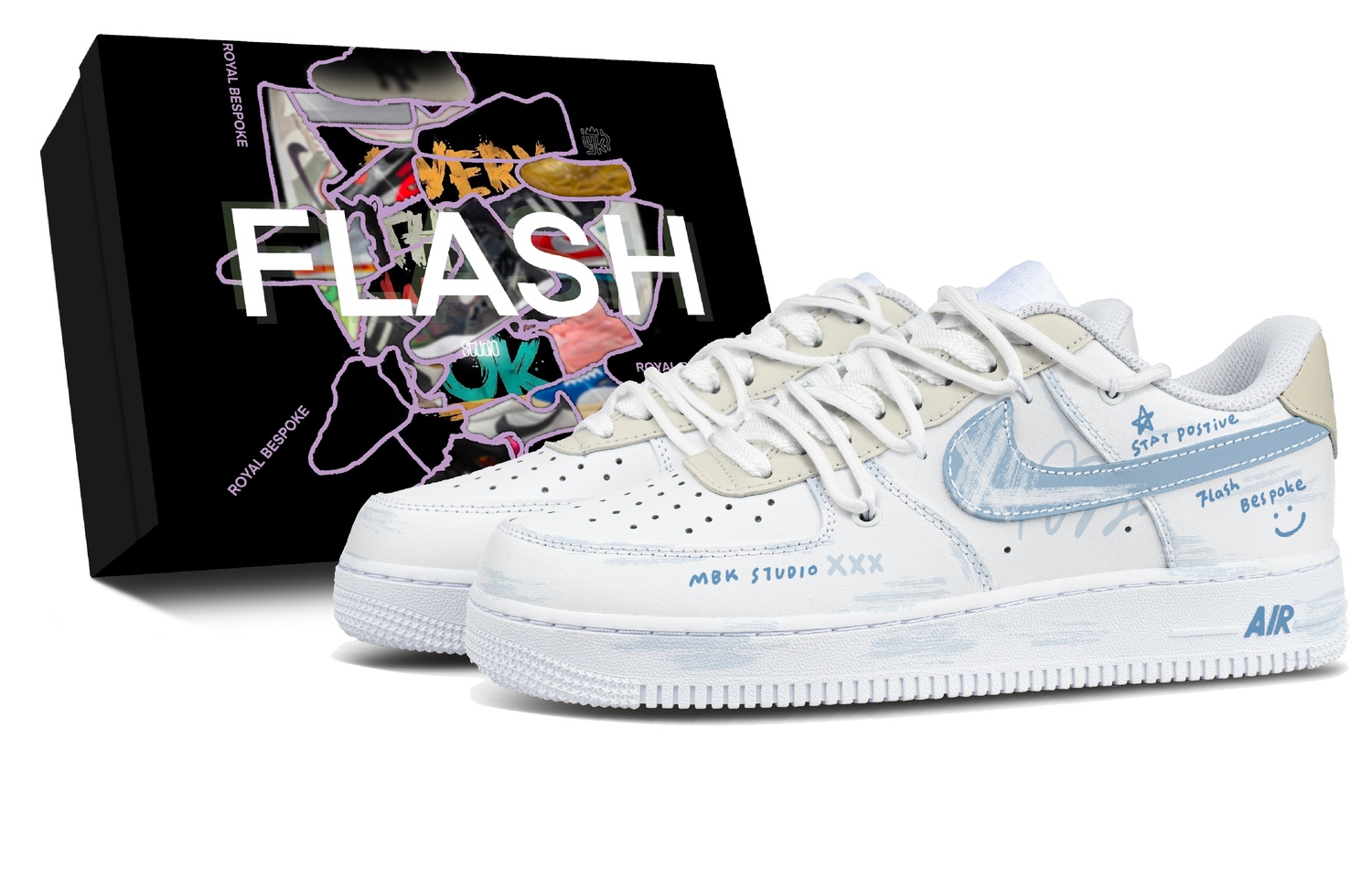 

Air Force 1 Orchid Delight, в коробке, устойчивые к истиранию, низкие, скейтборд обувь, мужские, белый Nike, синий белый