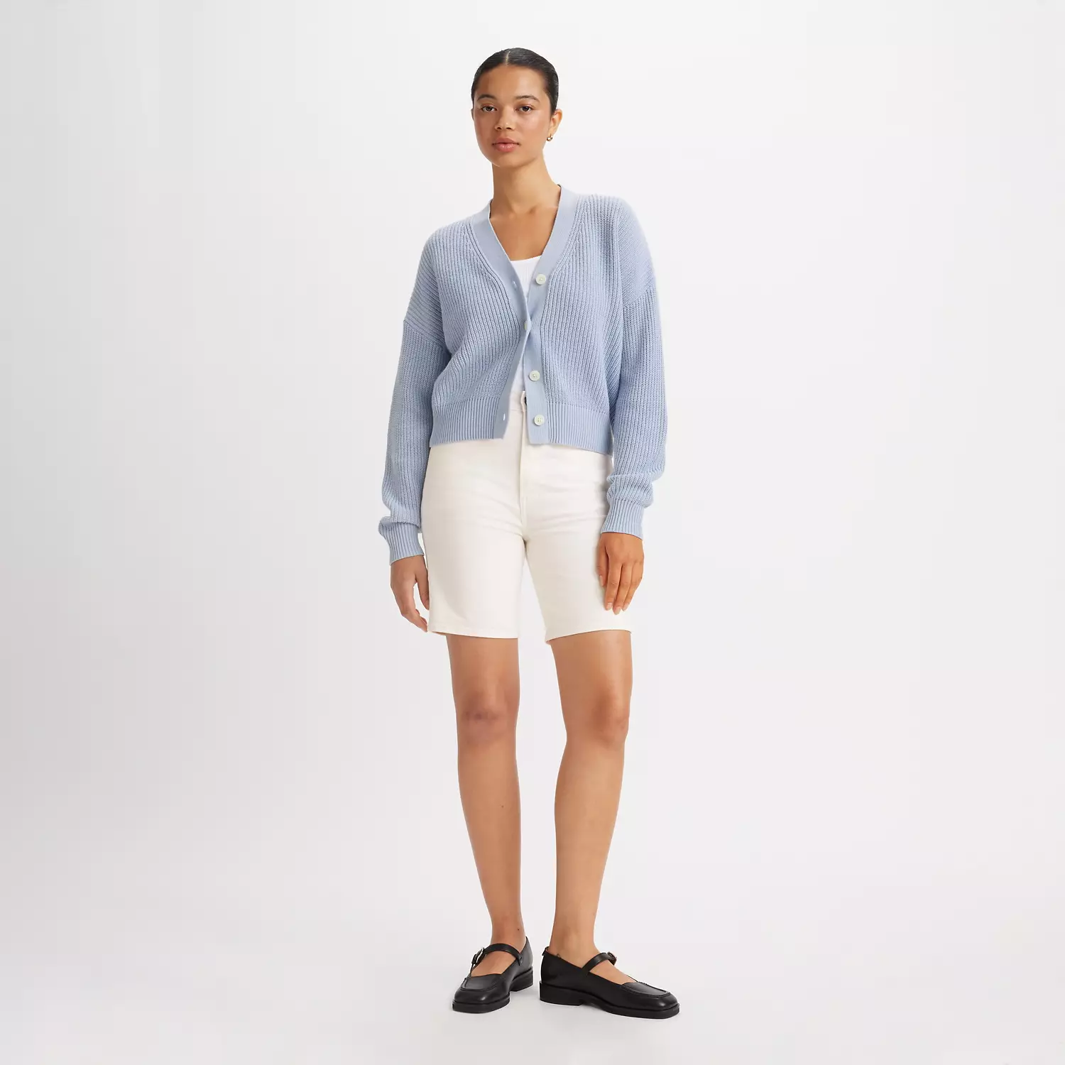 

Женские шорты-бермуды с рельефной клеткой Levi's, белый