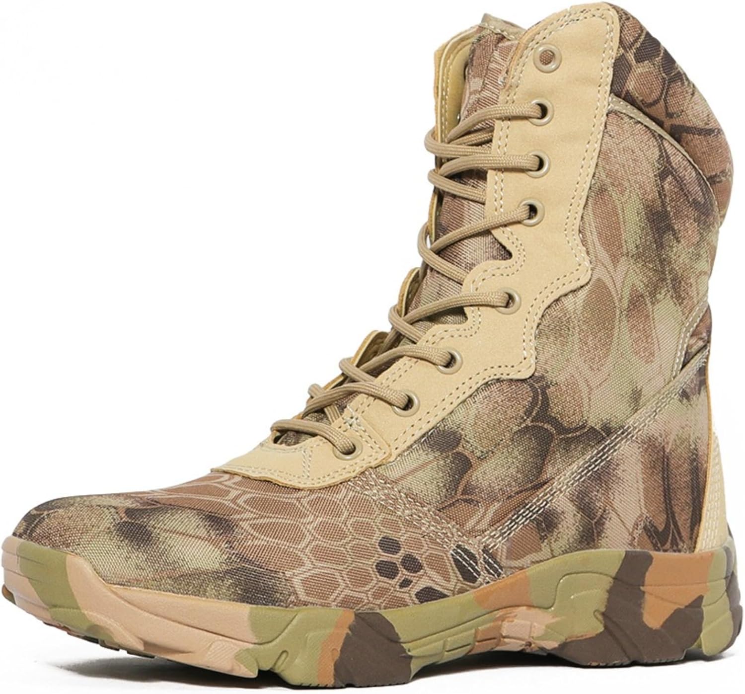 

Мужские водонепроницаемые высокие тактические ботинки QKLMWES с шнуровкой и боковой молнией, легкие, дышащие, противоскользящие, для армейских операций, охоты, походов, пустыни и джунглей, бежевый