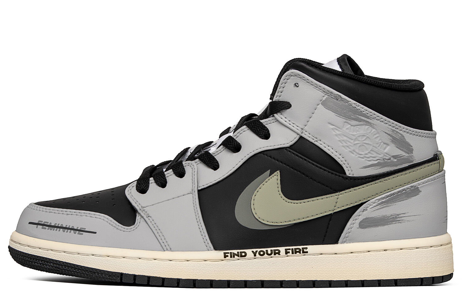 

Баскетбольные кроссовки Air 1 Vintage Men Mid-Top Black/Grey Jordan, Черный, Баскетбольные кроссовки Air 1 Vintage Men Mid-Top Black/Grey Jordan