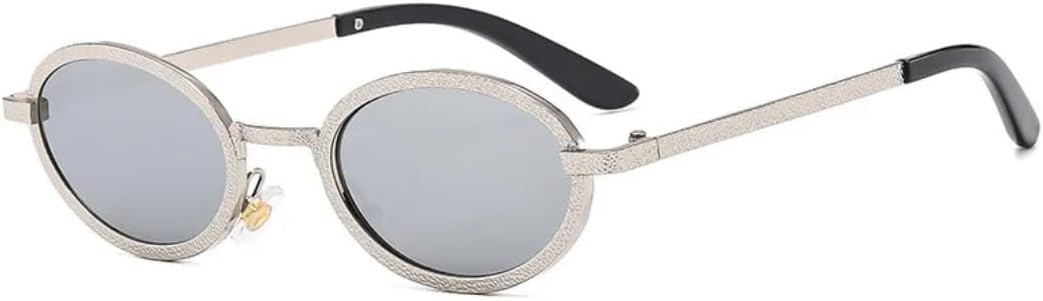 

Винтажные круглые мужские солнцезащитные очки, модные маленькие овальные металлические очки для женщин, роскошные очки для женщин с защитой от УФ-излучения UV400 HHZZYVY, Silver-silver