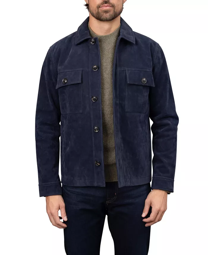 

Мужская куртка-косуха из искусственной нубуковой кожи Bagatelle Homme, синий