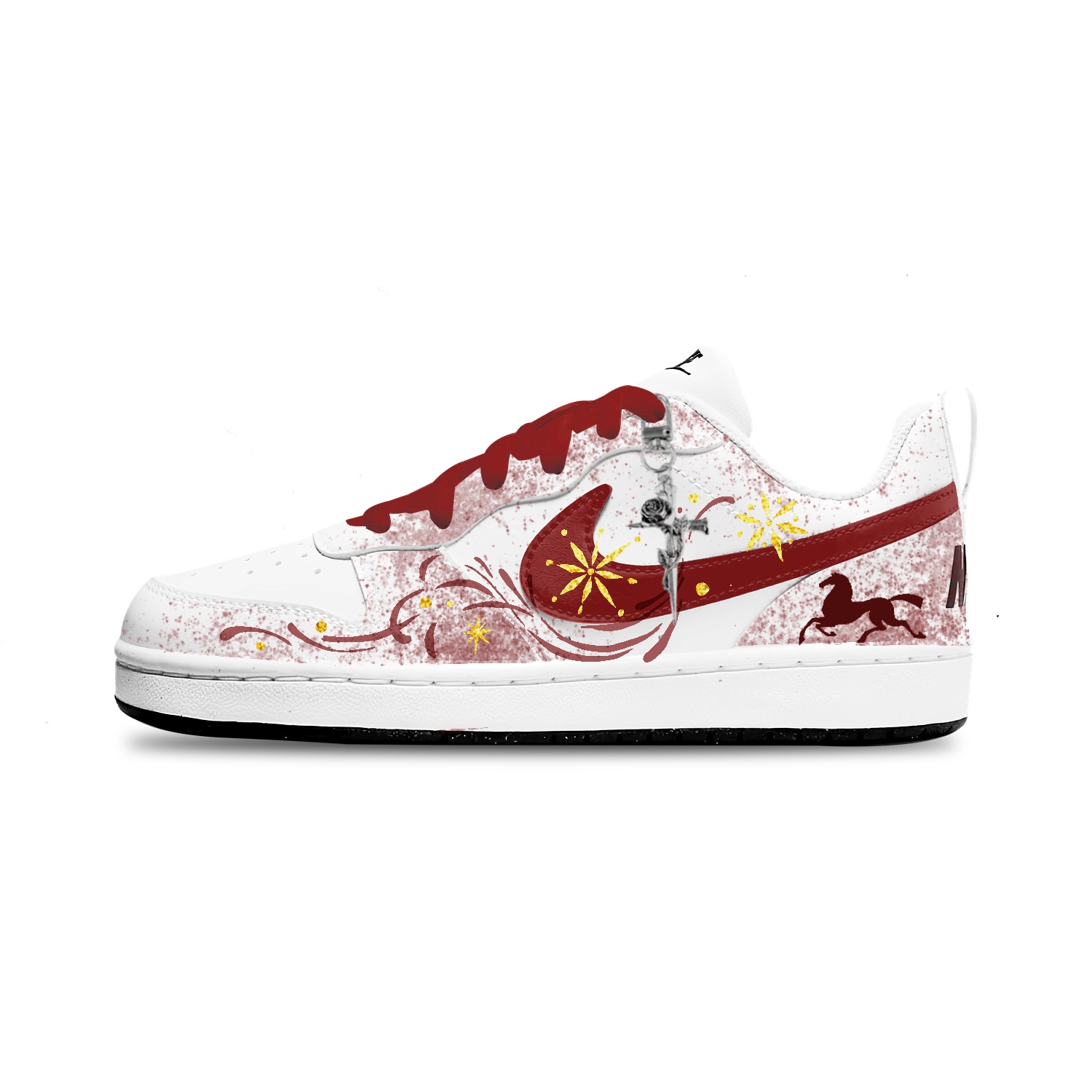 Court Borough устойчивые к истиранию низкие детские скейтбординговые кроссовки Unisex Nike, белый красный — фото 3
