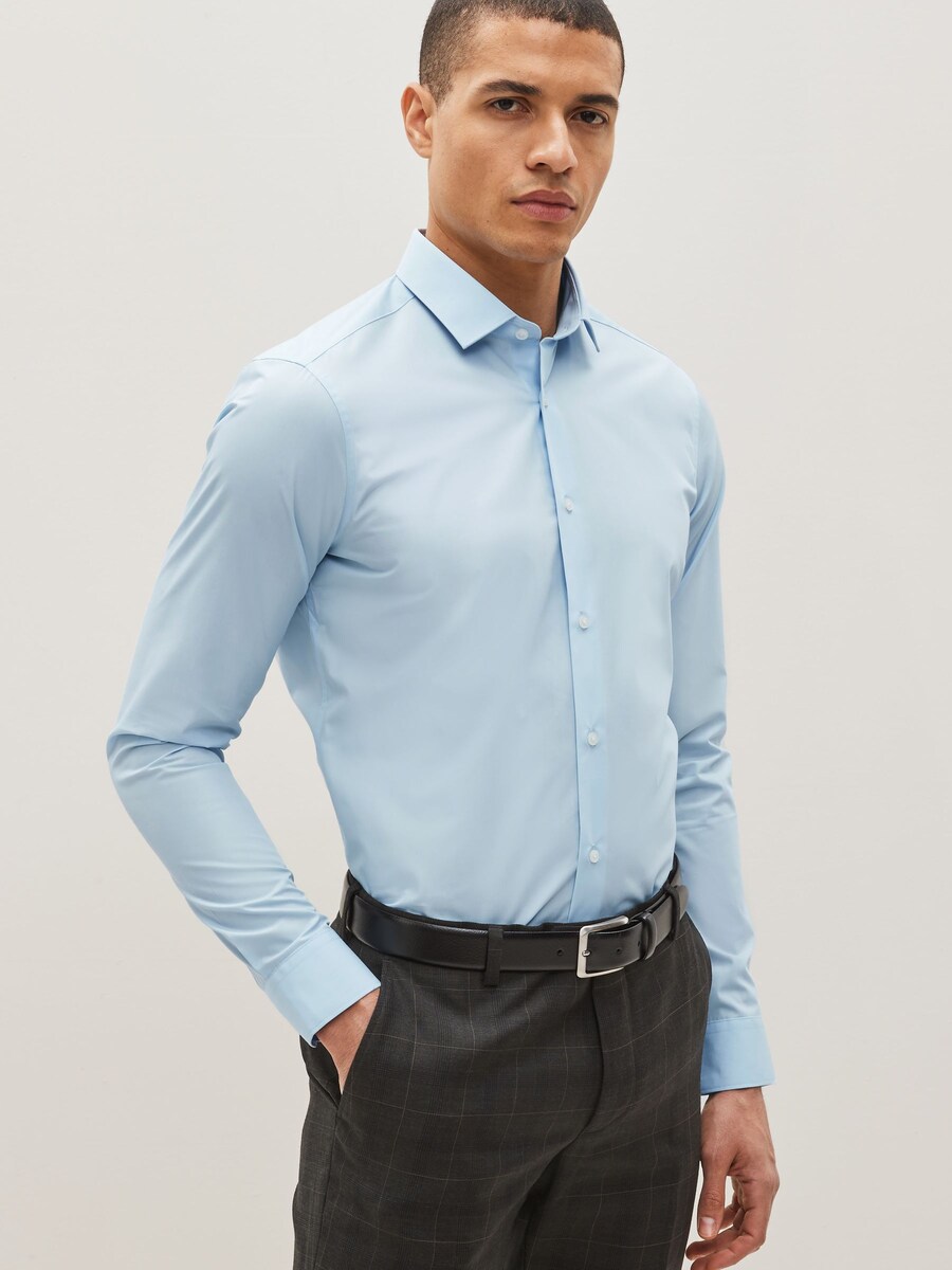 Повседневная рубашка Next Slim fit Button Up Shirt, светло-синий — фото 2