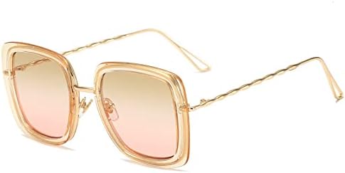 

Большие солнцезащитные очки для женщин и мужчин, прозрачные металлические солнцезащитные очки, ретро-очки для женщин и мужчин, защита от ультрафиолета UV400 MTZJH, Champagne