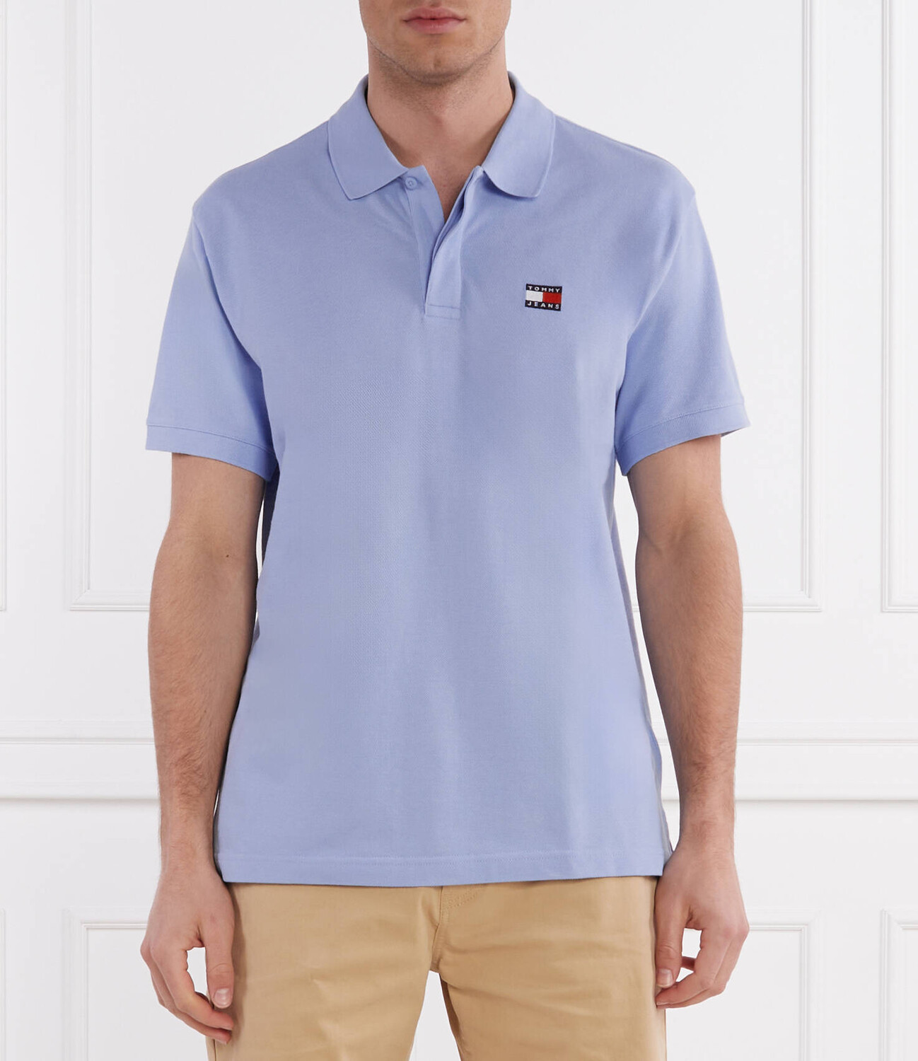 

Поло Tommy Jeans Badge Regular Fit, небесно-голубой