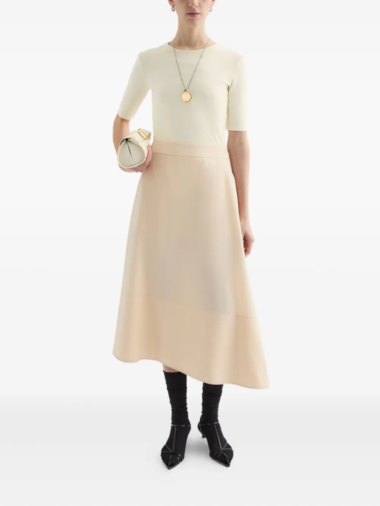 Jil Sander шерстяная юбка асимметричного кроя, нейтральный — фото 2
