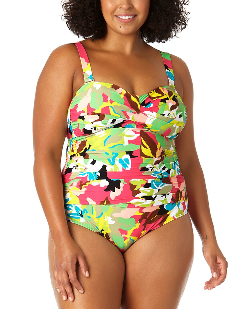 

Anne Cole Twist Front Shirring Bandeau цельный женский купальник, цвет multi