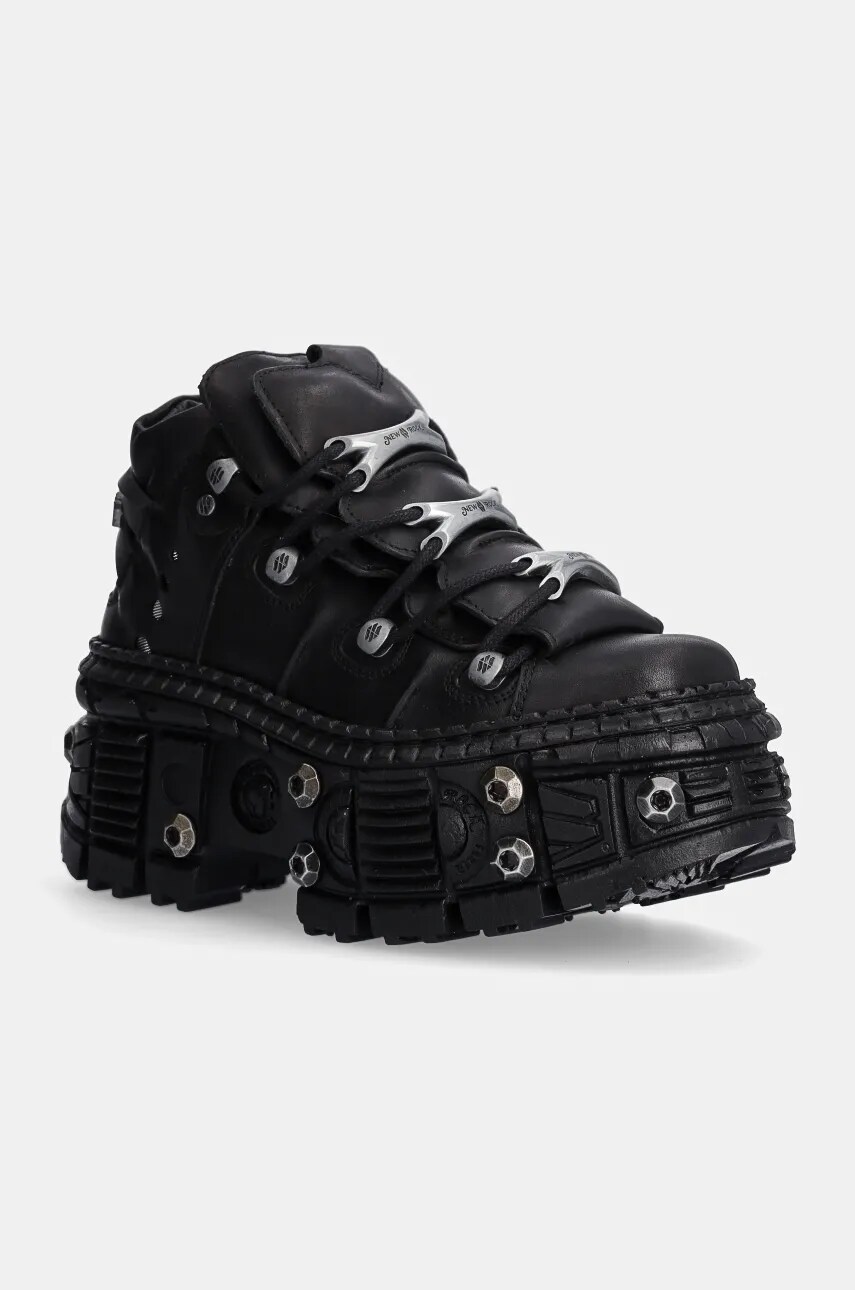 Кожаные кеды Crust Negro + Tank Casco Negro New Rock, черный