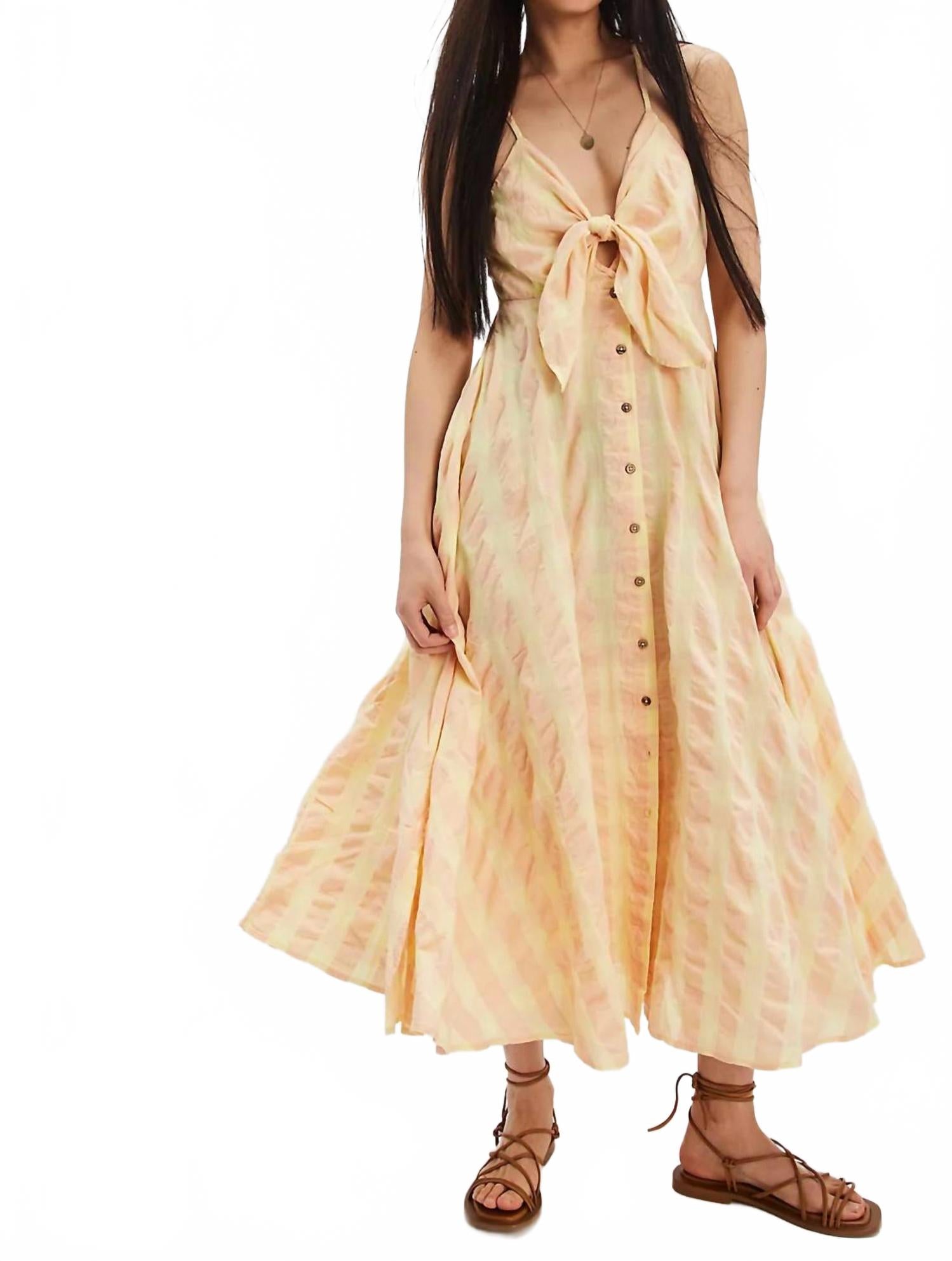 

Платье миди Via в комбинации кремсикл Everly Free People, Creamsicle Combo Everly