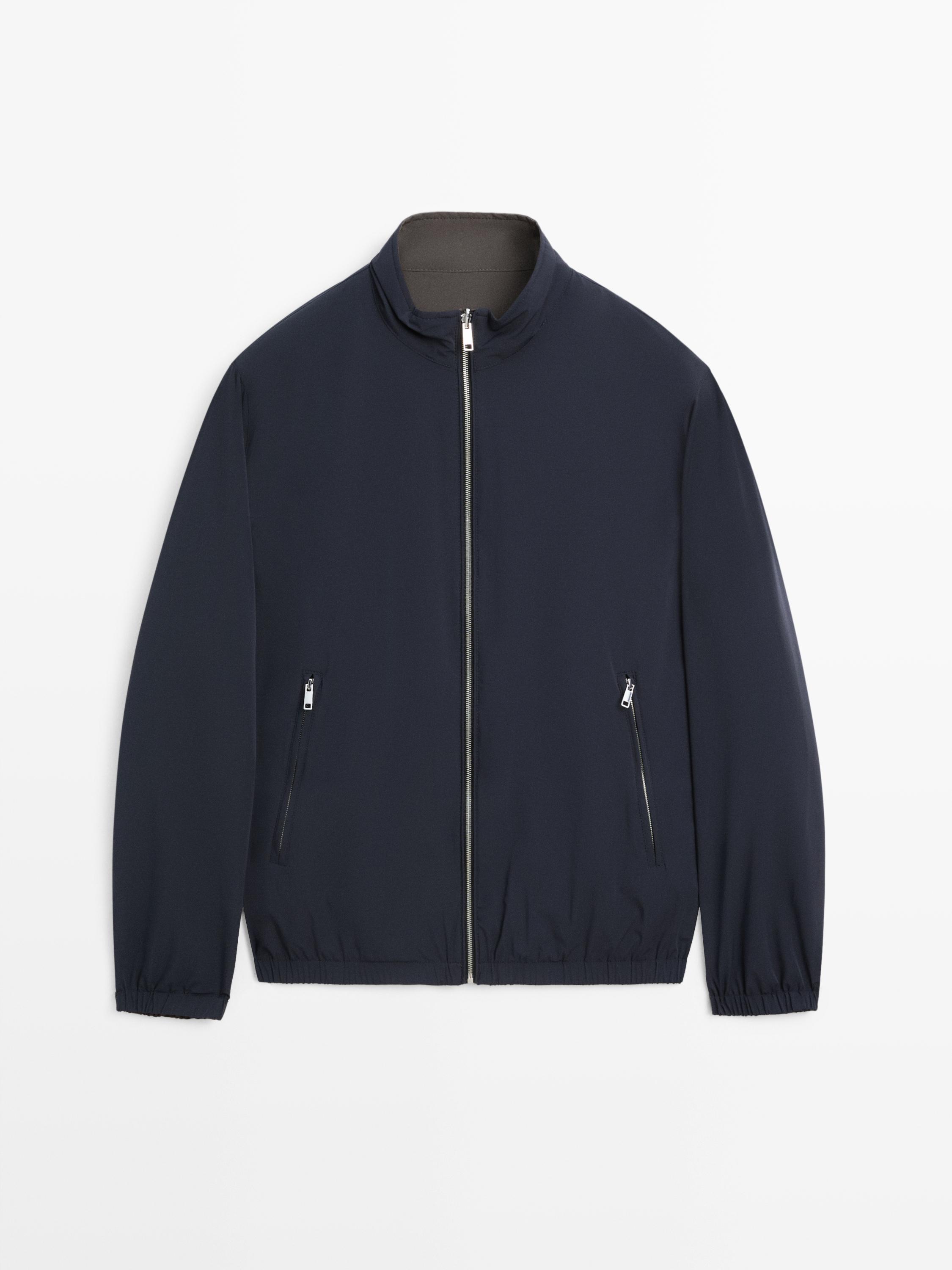 Короткая двусторонняя куртка Massimo Dutti, navy blue — фото 2