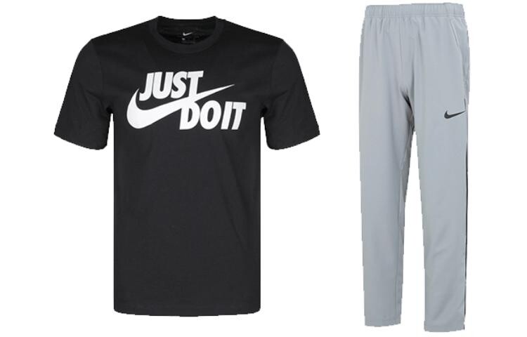 

Мужская повседневная спортивная одежда Nike, цвет Black top + gray trousers