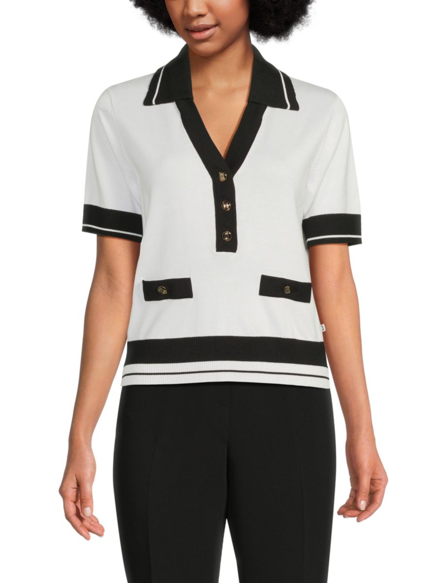 

Топ-свитер с воротником Джонни Karl Lagerfeld Paris, цвет Soft White Black