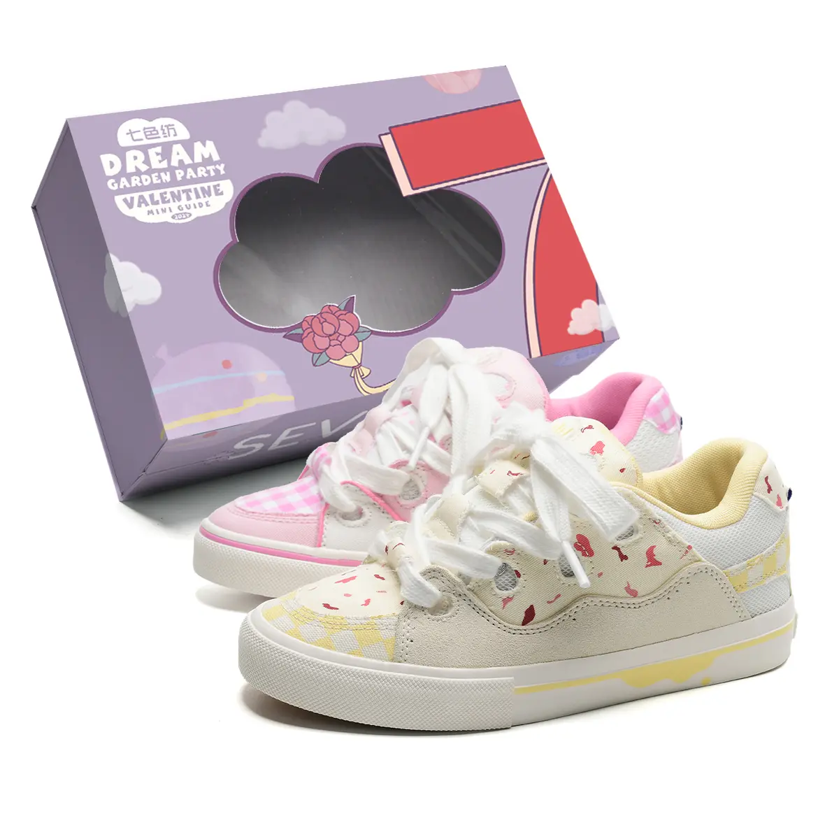 

7 SEVFUN Износостойкие и легкие низкие скейтерские кроссовки унисекс - бежево-розовые непарные, цвет Beige Pink Mismatched