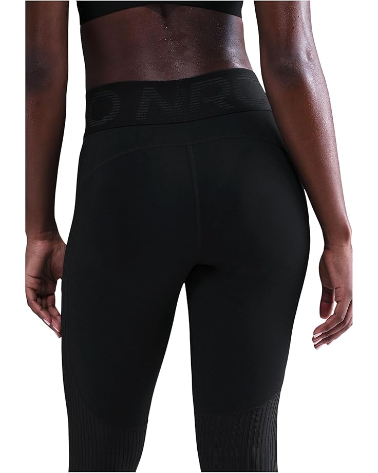 Женские леггинсы Nike Pro Dri-Fit Warm Sculpt High-Rise Grid Graphic, Black/White — фото 3