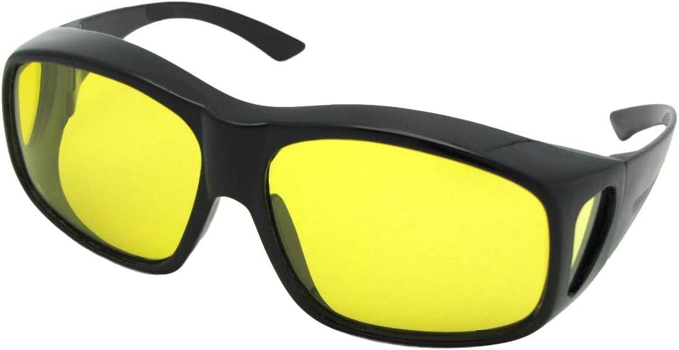 

Очень большие, облегающие, поляризованные солнцезащитные очки для мужчин с защитой от УФ-излучения - Боковые щитки для солнцезащитных очков F19 Sunglass Rage, Black-light Yellow Lens