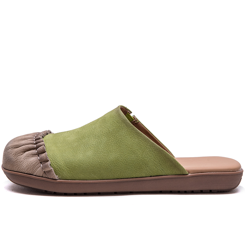 Jay Женские закрытые тапочки на резиновой подошве - хаки, цвет Khaki — фото 3