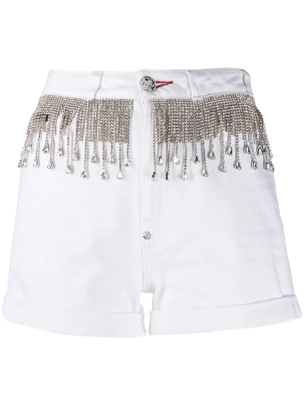 

Джинсовые шорты с кристаллами Philipp Plein, белый