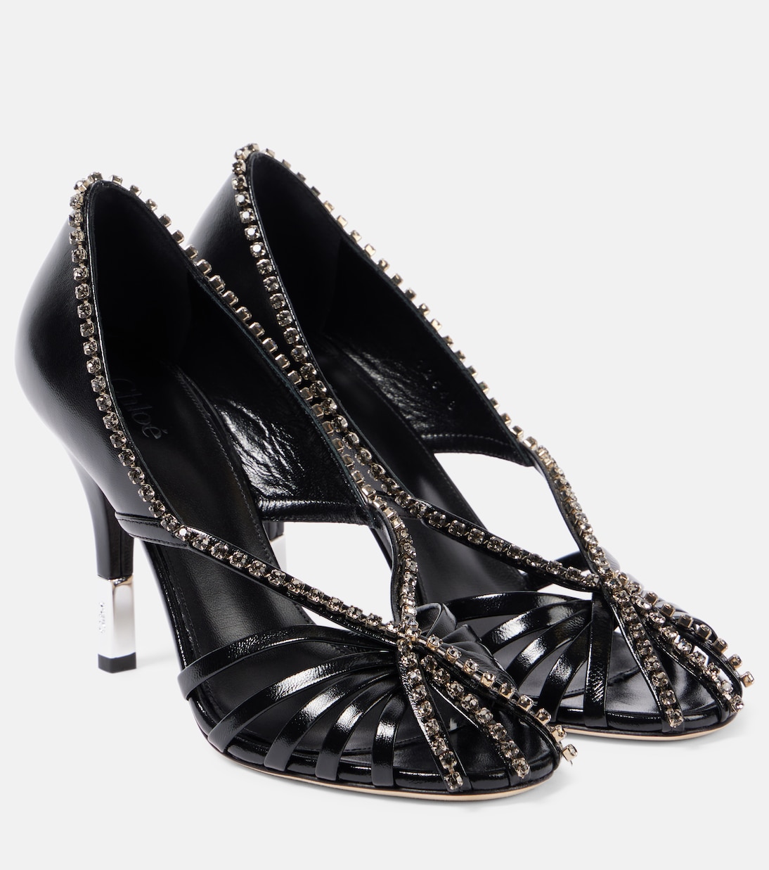 Туфли-лодочки Leonie с отделкой из кожи Chloé, Black Silver