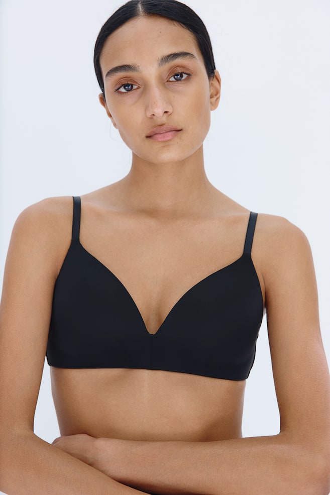

Бюстгальтер из микрофибры с подушечками без косточек H&M, черный