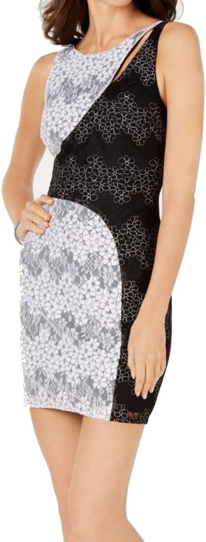 

GUESS женское платье с цветными блоками и цветочным кружевом, Black/White